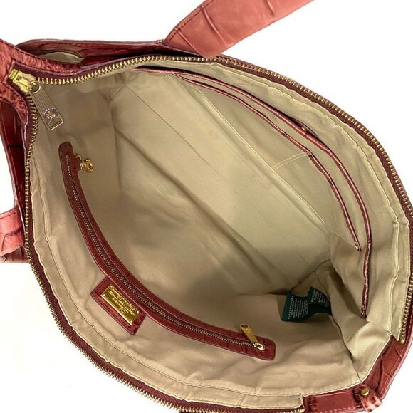 Lauren Ralph Lauren Red Croc-Embossed Tote - Picture 7 of 15